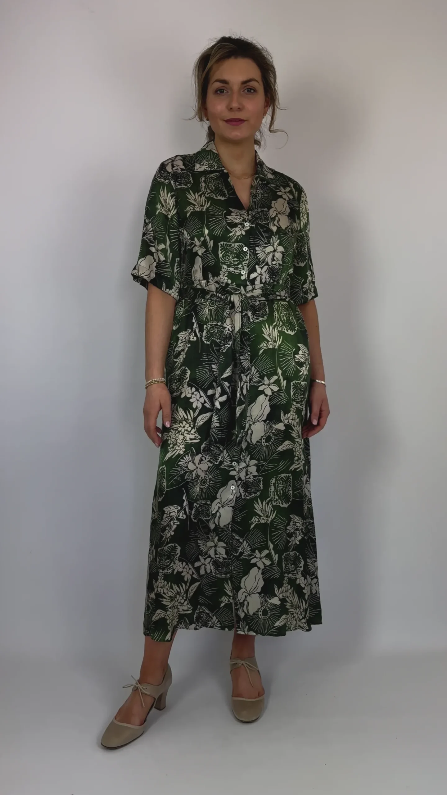 Diega Raviva Dress Green/Ecru