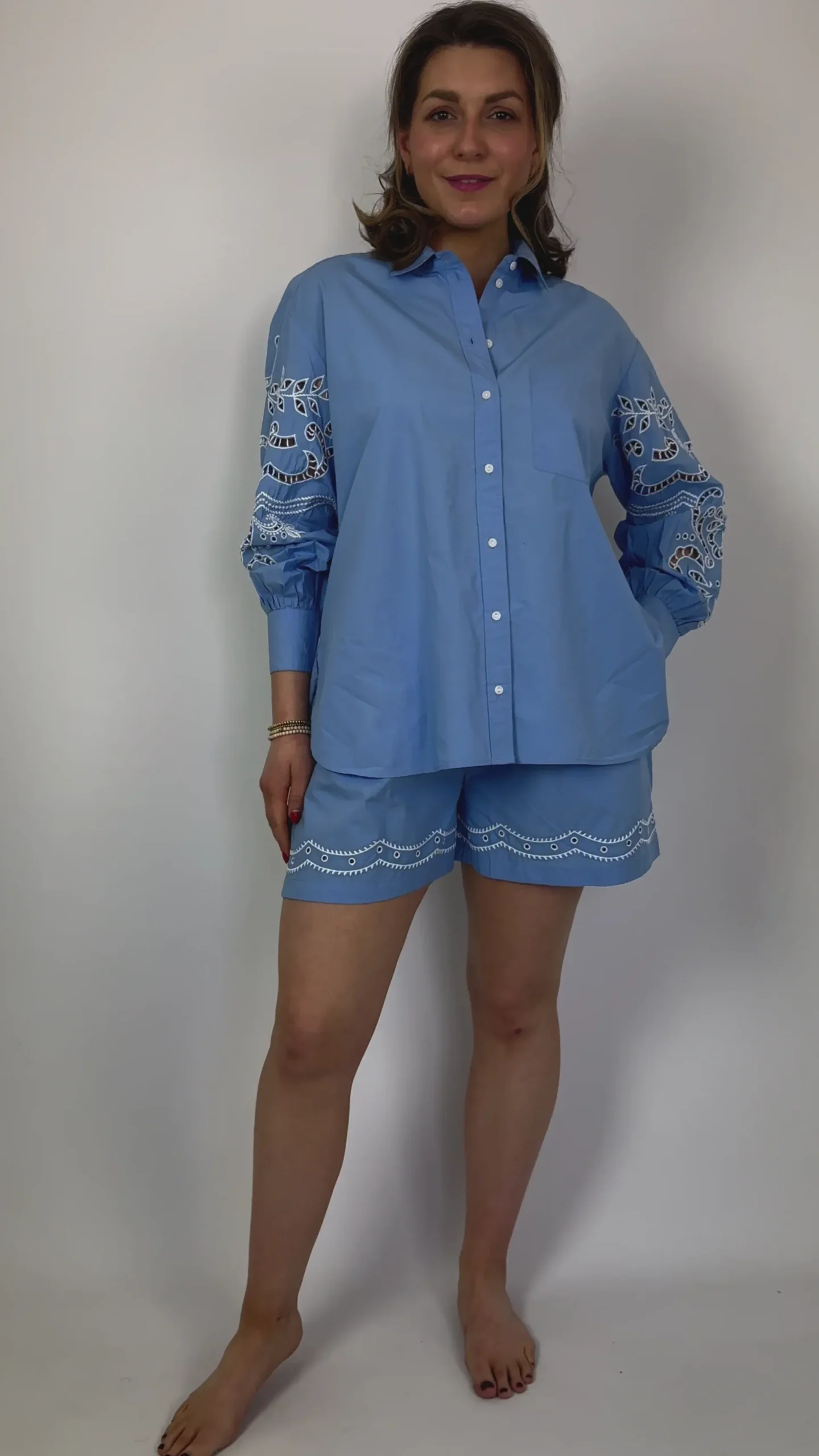 Louise Misha Boxy Shorts Blue