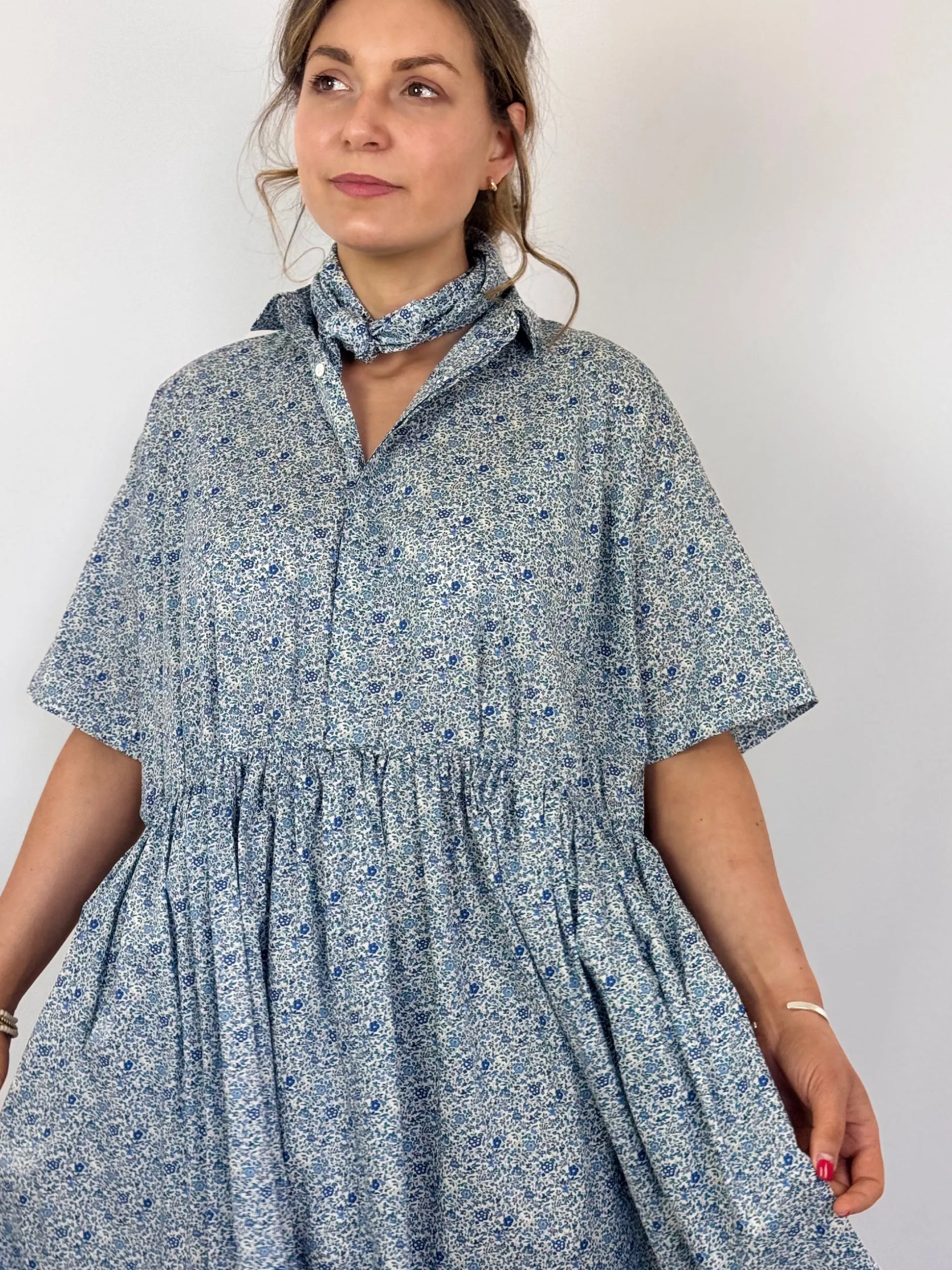 Toujours Gathered Dress Ivory